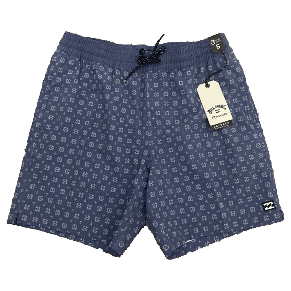 Billabong Layback Board Shorts Men's Small Blue Graphic All‎ Over Print